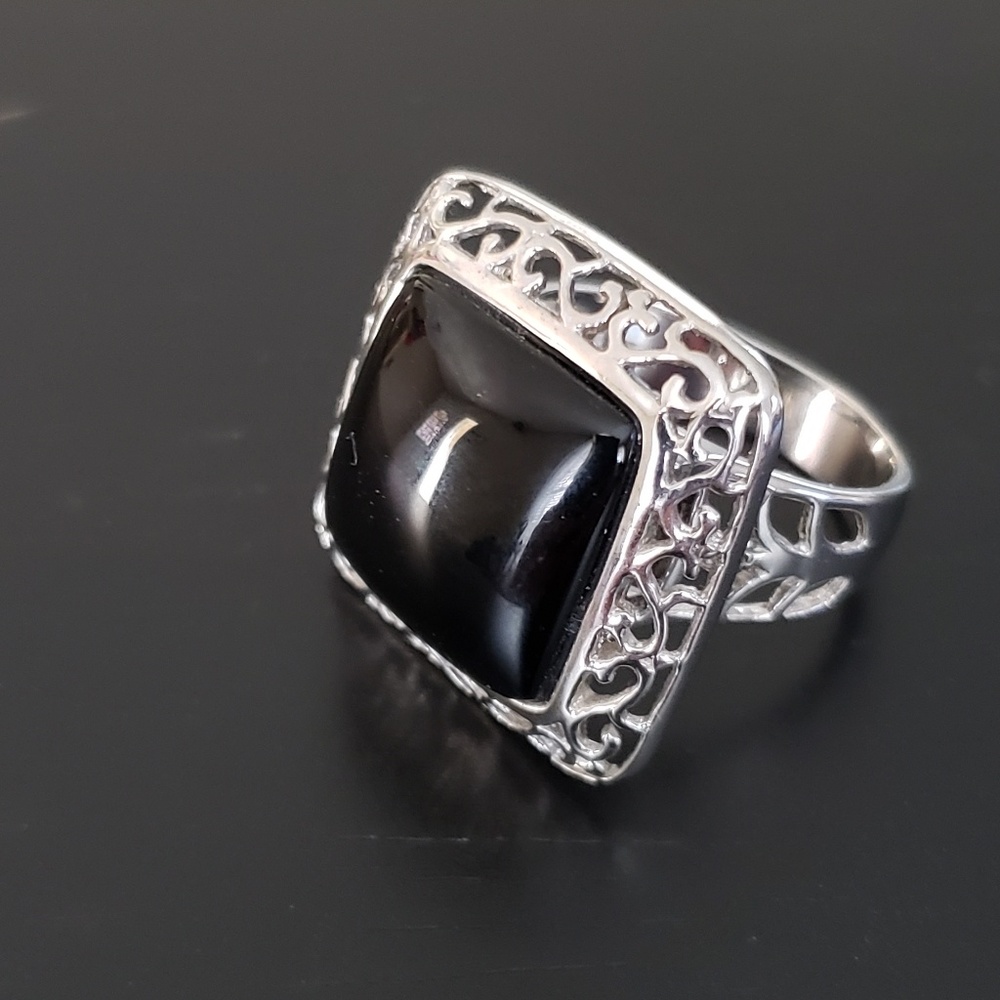 💕Sterling Square Black Onyx Ring